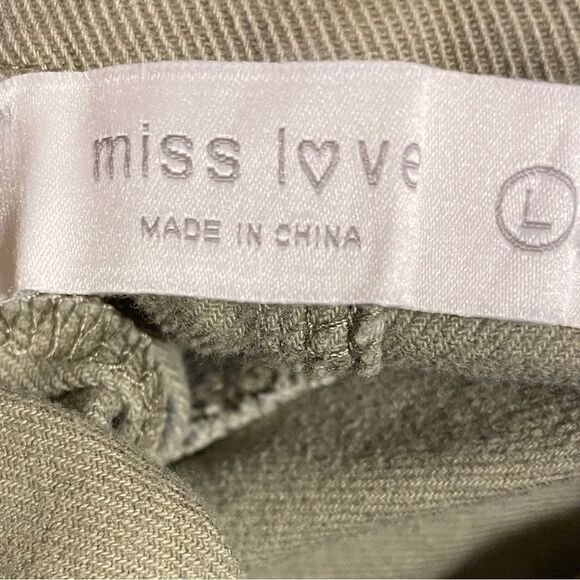 Miss Love Wide Leg High Waist Stretchy Pants Olive Green Size Large - Picture 10 of 10